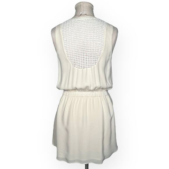 A.L.C. 100% Silk Blouson Mini Dress Sundress Cream Ivory Wool Crochet Coquette - Picture 5 of 10